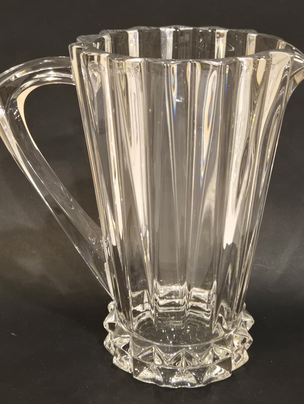 Vintage Rosenthal Blossom Lead Crystal Clear Glass Ribbed Pitcher